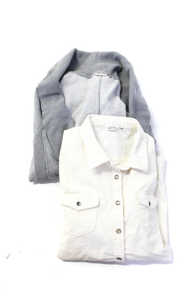 Woolrich Womens Corduroy Snap Closure Jacket Cardigan White Gray Size L XL Lot 2