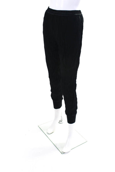 Vince Womens Satin Elastic Waist High Rise Straight Leg Pants Black Size M