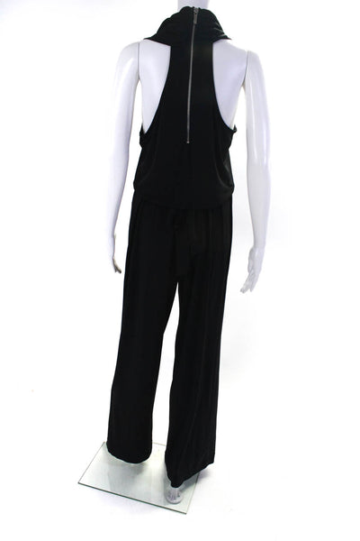 Michael Michael Kors Womens Draped Neck Straight Leg Jumpsuit Black Size Medium