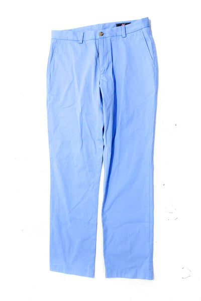 Vineyard Vines Mens Zipper Fly Straight Leg Chino Pants Blue Cotton Size 32x32