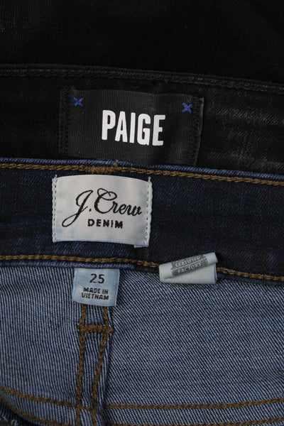 Paige J Crew Womens Mid Rise Skinny Ankle Jeans Black Blue Size 25 26 Lot 2