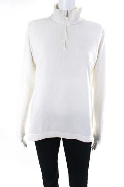 Bogner Womens Fleece Mock Neck 1/2 Zip Up Long Sleeve Pullover Top White Size M