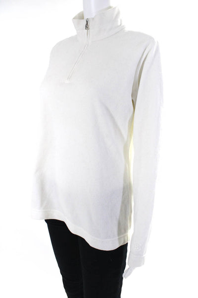 Bogner Womens Fleece Mock Neck 1/2 Zip Up Long Sleeve Pullover Top White Size M