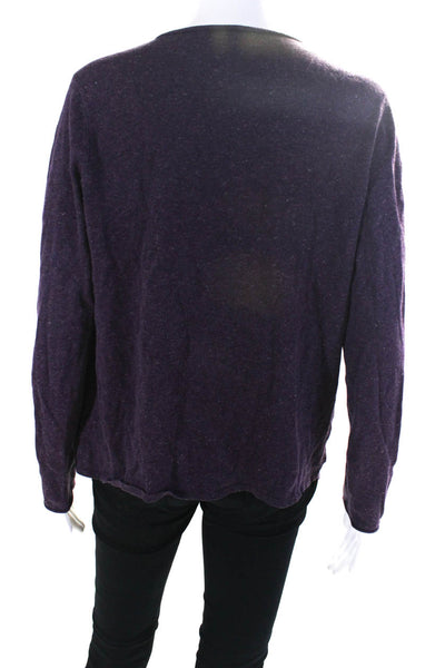 Eileen Fisher Womens Cotton Blend Draped Pullover Knit Blouse Top Purple Size M