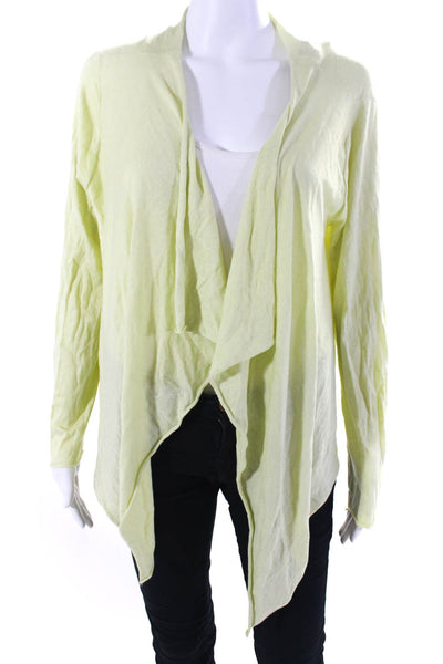 Eileen Fisher Womens Silk + Cotton Open Front Cardigan Sweater Yellow Size M