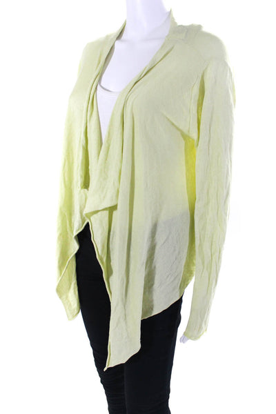 Eileen Fisher Womens Silk + Cotton Open Front Cardigan Sweater Yellow Size M