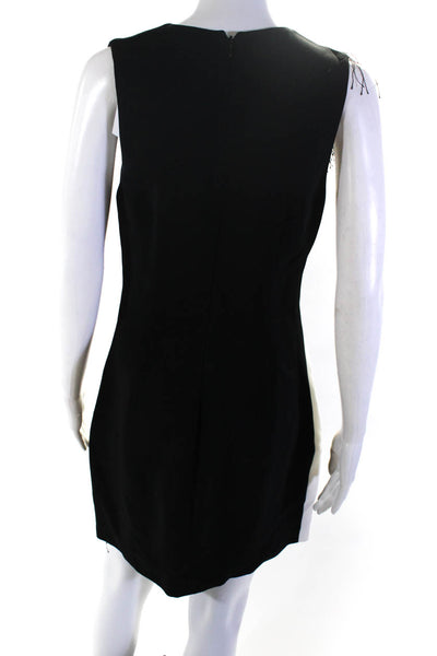 Cushnie Et Ochs Womens Colorblock Fringe Sleeveless Dress Black White Size 8