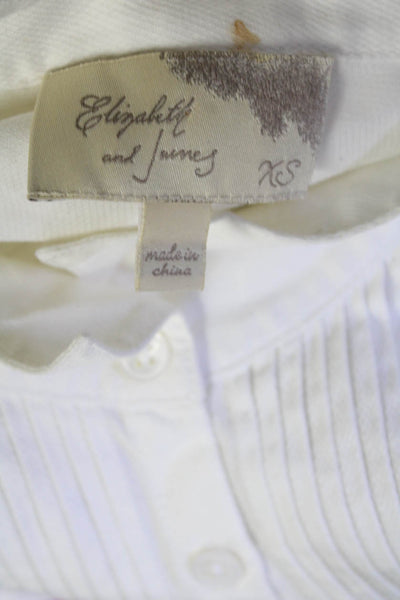 Elizabeth and James Womens Half Button Down Shirt White Cotton Size Extra Small