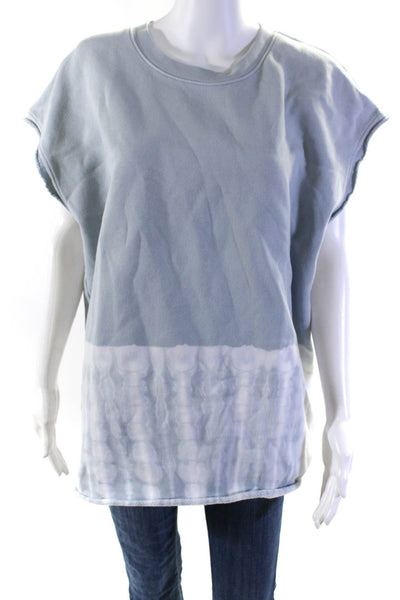 Raquel Allegra Womens Cotton Tie Dye Sleeveless Sweatshirt Top Blue Size 2