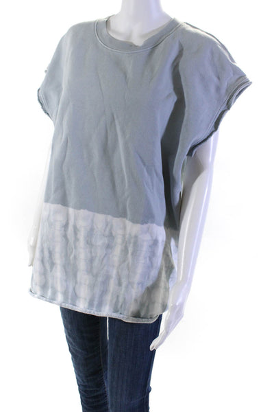 Raquel Allegra Womens Cotton Tie Dye Sleeveless Sweatshirt Top Blue Size 2