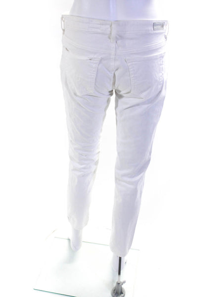 AG Adriano Goldschmied Womens Cotton Button Straight Leg Pants White Size EUR28