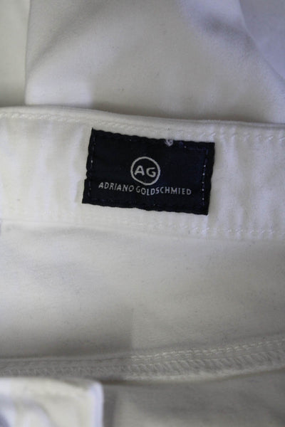 AG Adriano Goldschmied Womens Cotton Button Straight Leg Pants White Size EUR28