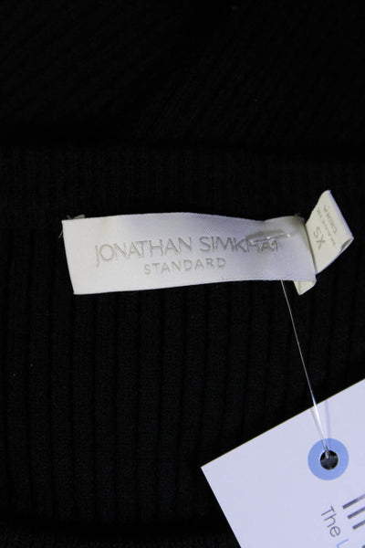 Jonathan Simkhai Women's Round Neck Long Sleeves Ribbed Sweater Black Size XS