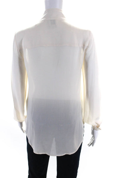 Haute Hippie Womens Silk Lace Up Collared Blouse White Size Extra Small