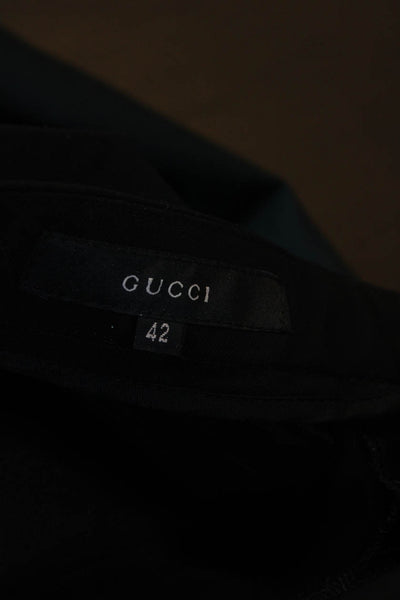 Gucci Womens High Rise Wide Leg Creased Dress Pants Black Wool Size EUR 42