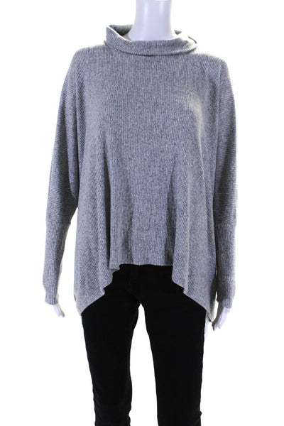 Self Contrasts Women's Turtleneck Long Sleeves Sweater Gray Size L