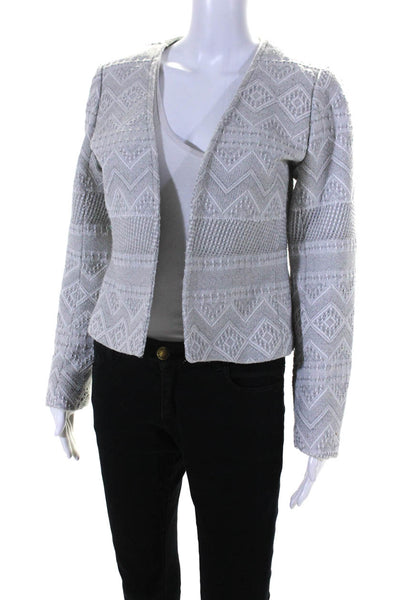 Cynthia Rowley Women's Long Sleeves Open Front Jacket Gray Size M