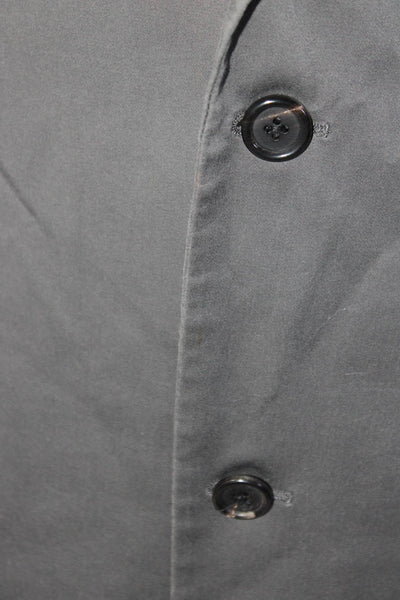 Theory Mens Sateen Notched Collar Two Button Blazer Jacket Gray Cotton Size 42