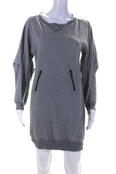 Clu Womens Crew Neck 3/4 Sleeve Jersey Sweatshirt Dress Heather Gray Size Small