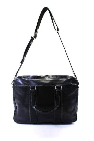 Coach Unisex Zip Top Leather Messenger Lap Top Shoulder Bag Handbag Black