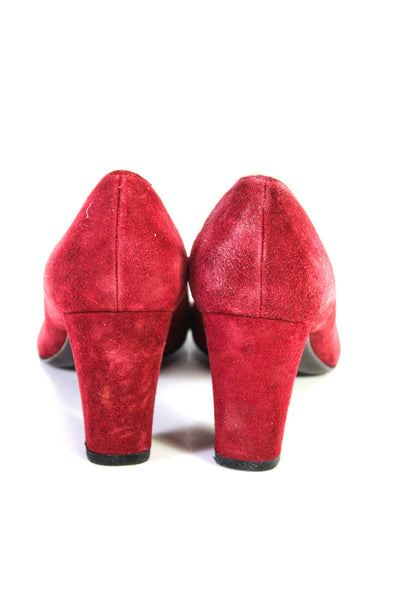 Stuart Weitzman Womens Suede Rosette Beaded High Heels Pumps Red Size 9.5