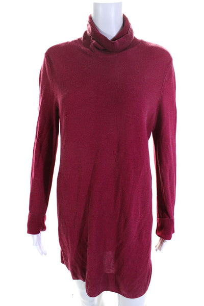 Eileen Fisher Womens Ribbed Knit Turtleneck Long Sleeve Sweater Dress Red Size M