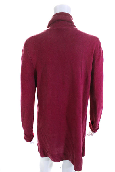 Eileen Fisher Womens Ribbed Knit Turtleneck Long Sleeve Sweater Dress Red Size M