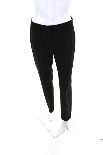 Gunex Womens Zipper Fly Mid Rise Pleated Dress Pants Brown Wool Size 4