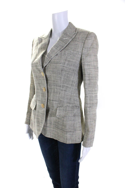 Armani Collezioni Womens Three Button Pointed Lapel Jute Jacket White Black 4