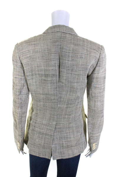 Armani Collezioni Womens Three Button Pointed Lapel Jute Jacket White Black 4