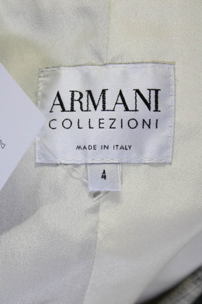 Armani Collezioni Womens Three Button Pointed Lapel Jute Jacket White Black 4