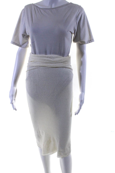 Urban Zen Womens Solid White Knit Pull On Midi Pencil Skirt Size XS