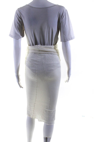 Urban Zen Womens Solid White Knit Pull On Midi Pencil Skirt Size XS