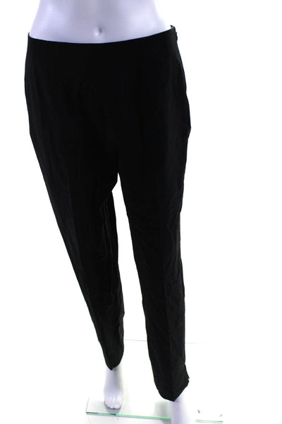 Leggiadro Womens Cotton Stretch Zip Up High Rise Straight Pants Black Size 10