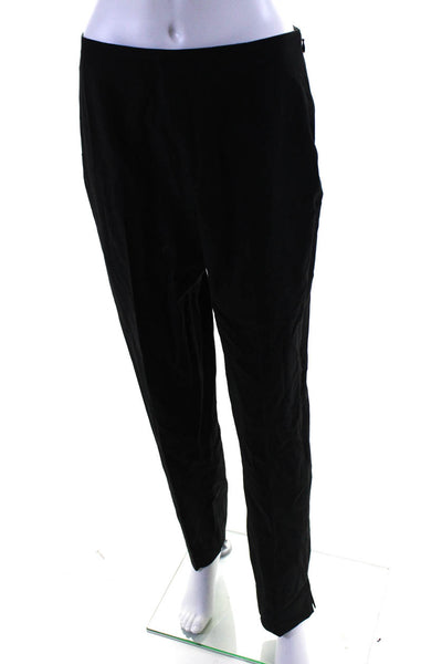 Leggiadro Womens Cotton Stretch Zip Up High Rise Straight Pants Black Size 10