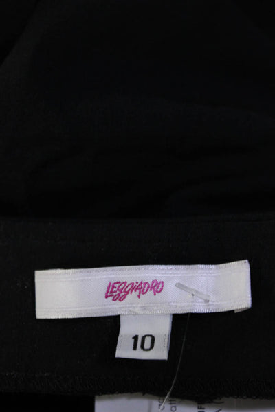 Leggiadro Womens Cotton Stretch Zip Up High Rise Straight Pants Black Size 10