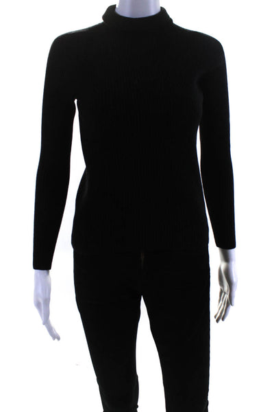 Everlane Womens Ribbed Long Sleeves Turtleneck Sweater Black Wool Size Small