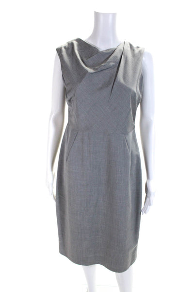L.K. Bennett Womens Gray Wool Crew Neck Zip Back Sleeveless Shift Dress Size 10