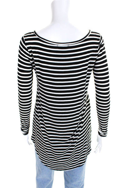 Calypso Saint Barth Womens Black Striped Scoop Neck Long Sleeve Knit Top Size XS