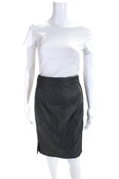 The Fold Womens Gray Wool Textured Lined Knee Length Pencil Skirt Size M