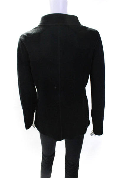 Armani Collezioni Womens Button Front Collared Knit Jacket Black Cotton Size 4