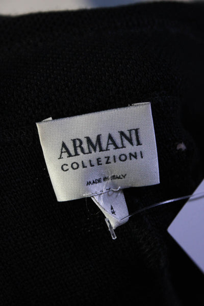 Armani Collezioni Womens Button Front Collared Knit Jacket Black Cotton Size 4