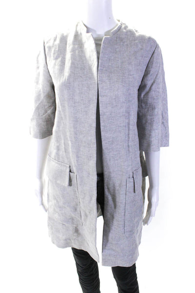 N_8 Womens Long Sleeve Back Slit Open Front Jacket Gray Cotton Size FR 38