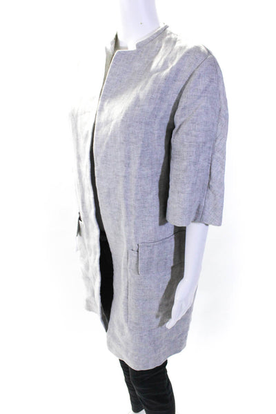 N_8 Womens Long Sleeve Back Slit Open Front Jacket Gray Cotton Size FR 38