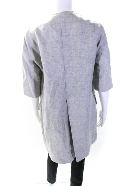 N_8 Womens Long Sleeve Back Slit Open Front Jacket Gray Cotton Size FR 38