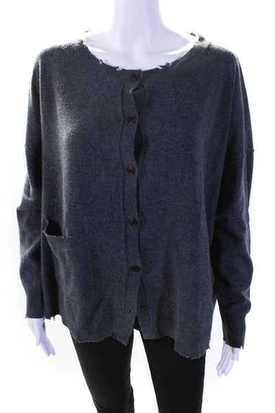 Current/Elliott Womens Button Down Cardigan Sweater Gray Wool Size 3