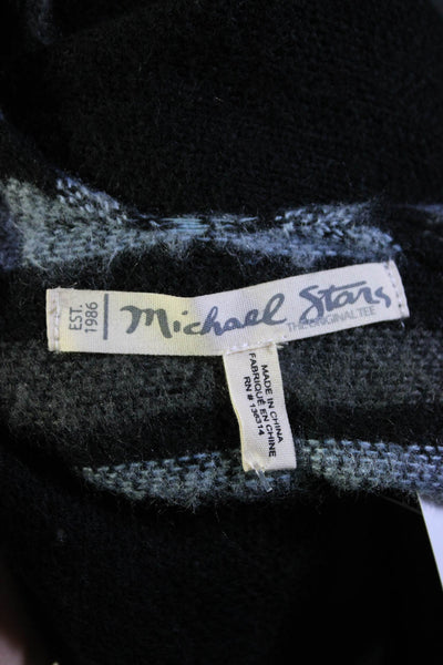 Michael Stars Womens Striped Shawl Sweater Black Blue