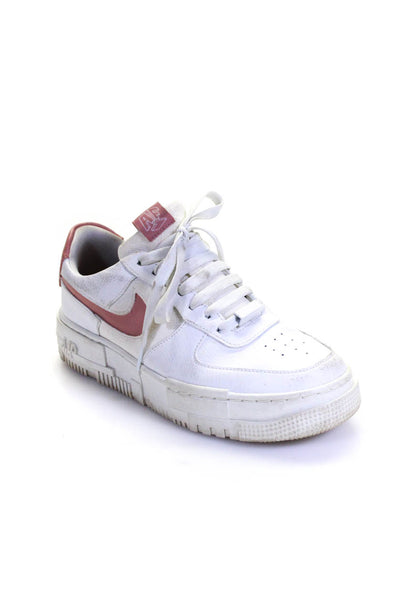 Nike Womens Leather Air Force 1 Sneakers Pixel White Rust Pink Size 8.5