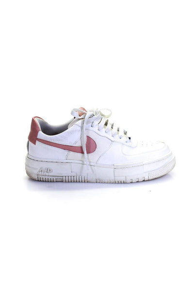Nike Womens Leather Air Force 1 Sneakers Pixel White Rust Pink Size 8.5