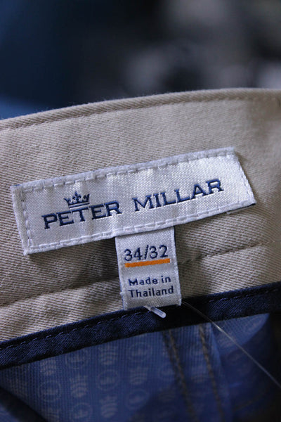 Peter Millar Mens Five Pocket Button Closure Straight Leg Jeans Beige Size 34